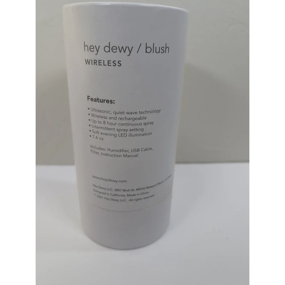 Hey Dewy Cordless Rechargeable Portable Daily Humidifier Blush‎ Color New